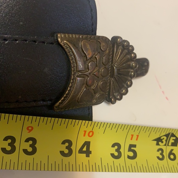 CUIR VERITABLE 35”. MADE IN FRANCE  BLACK LEA.BELT - Picture 11 of 13